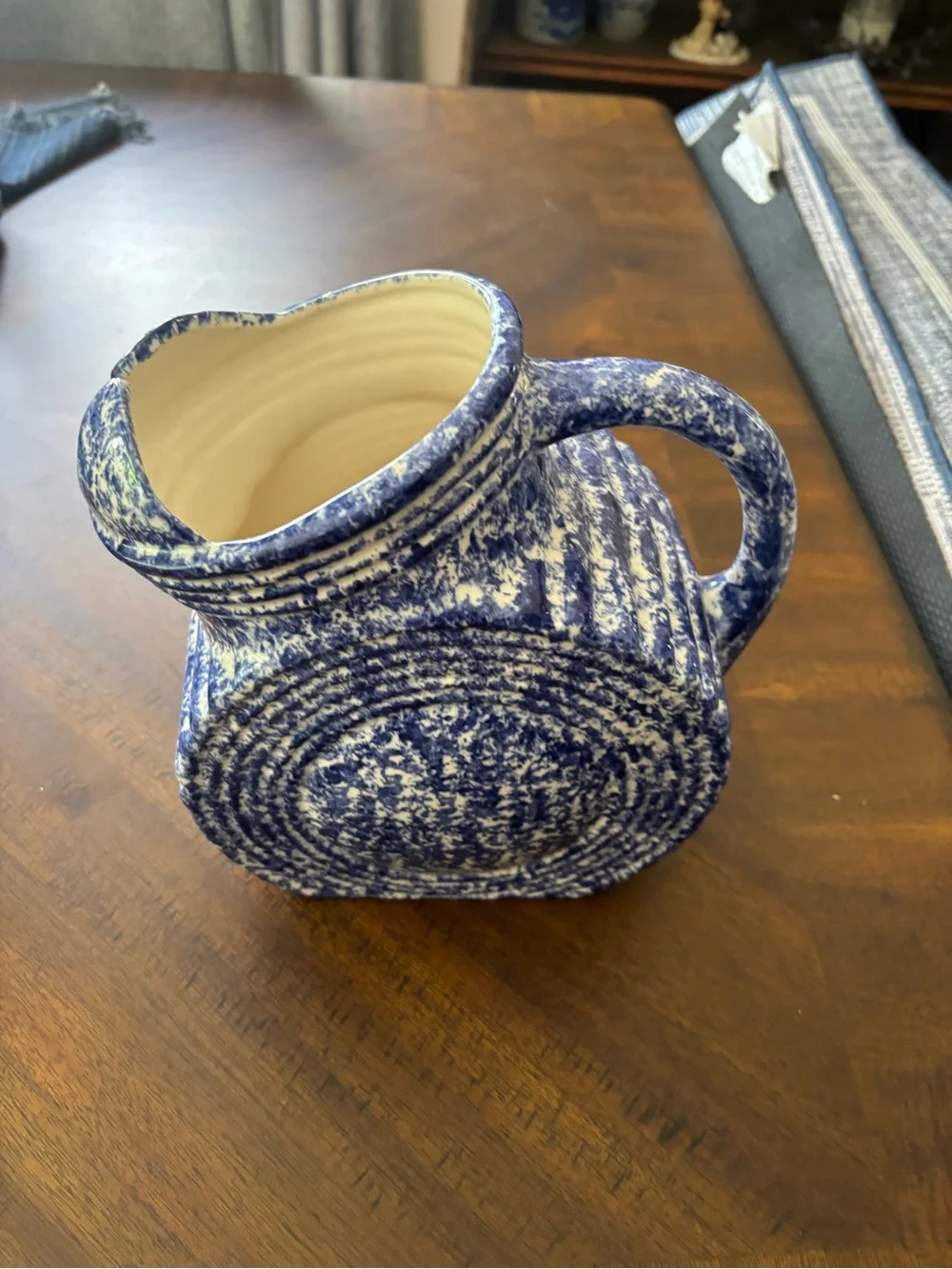 Blue Speckled Ceramic Pitcher -